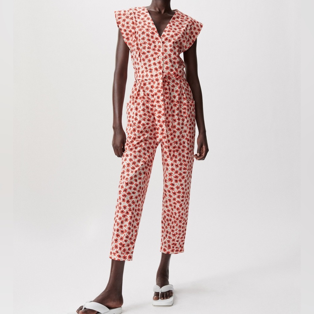 ZARA PRINTED BELTED JUMPSUIT